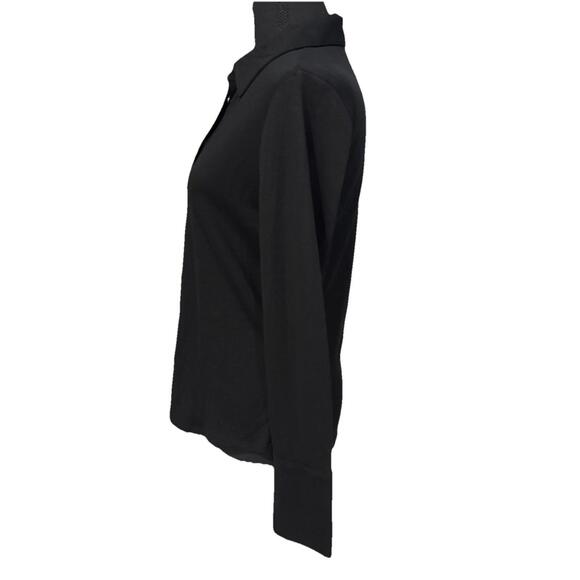 BANANA REPUBLIC NWOT ESSENTIAL LONG-SLEEVE POLO IN BLACK-SIZE SMALL - Picture 6 of 9